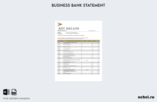 цифровая загрузка выписки по текущему счету компании BNY Mellon Bank Шаблон в фо